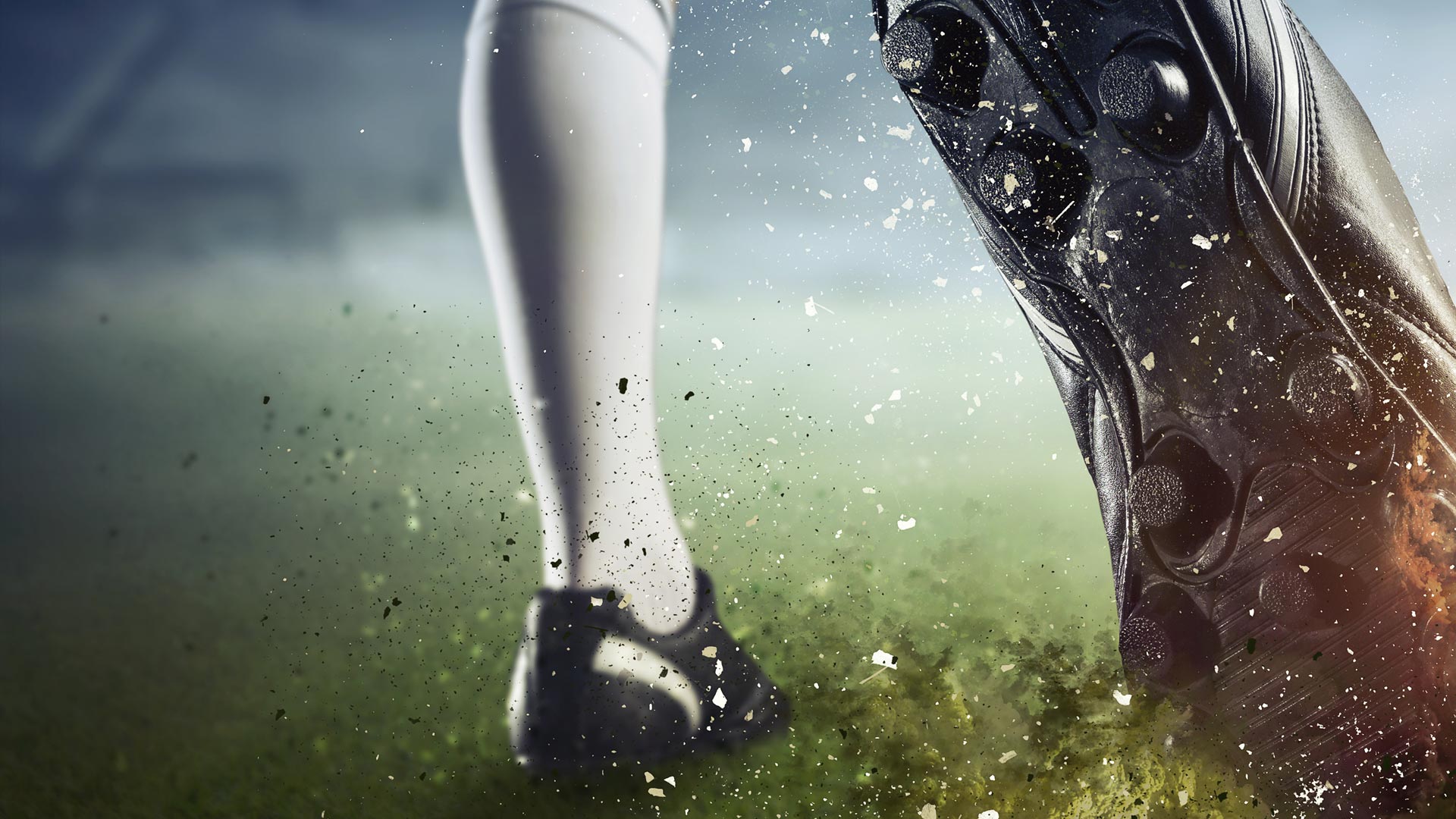 Soccer player action on the stadium