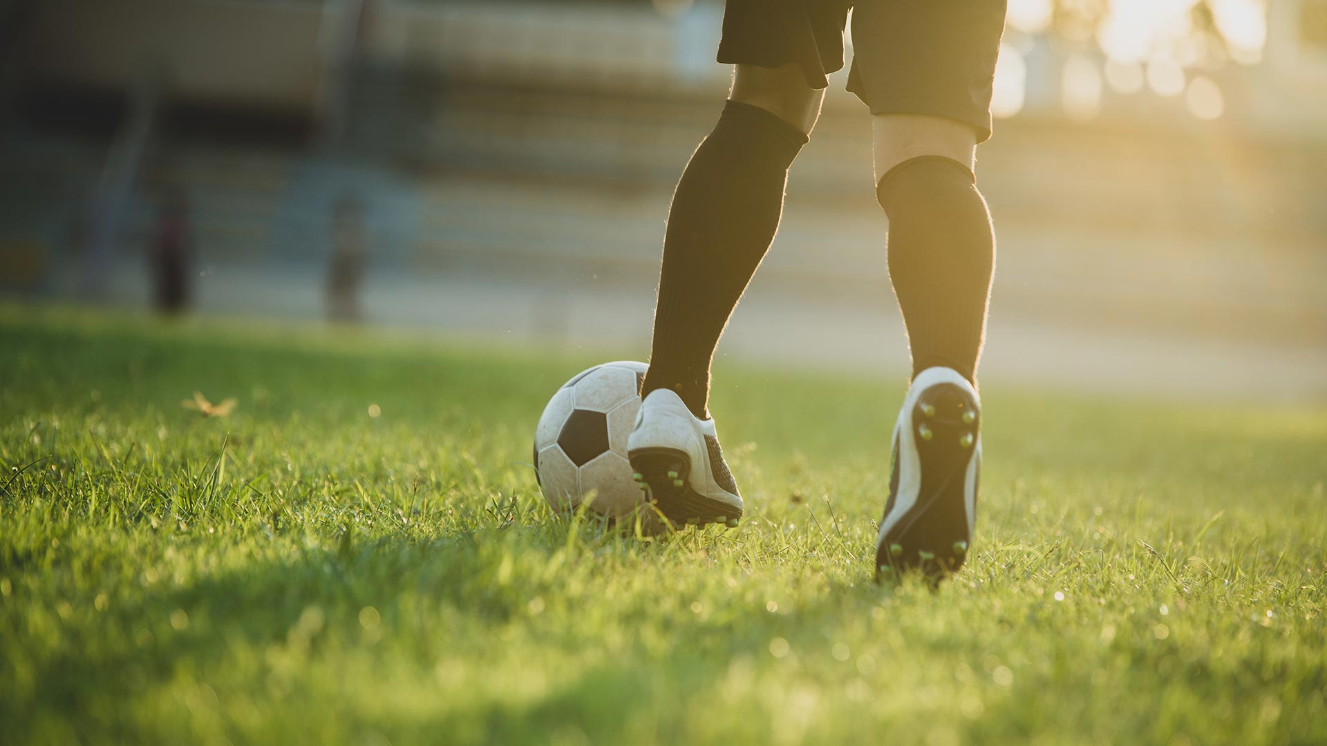Soccer player action on the stadium