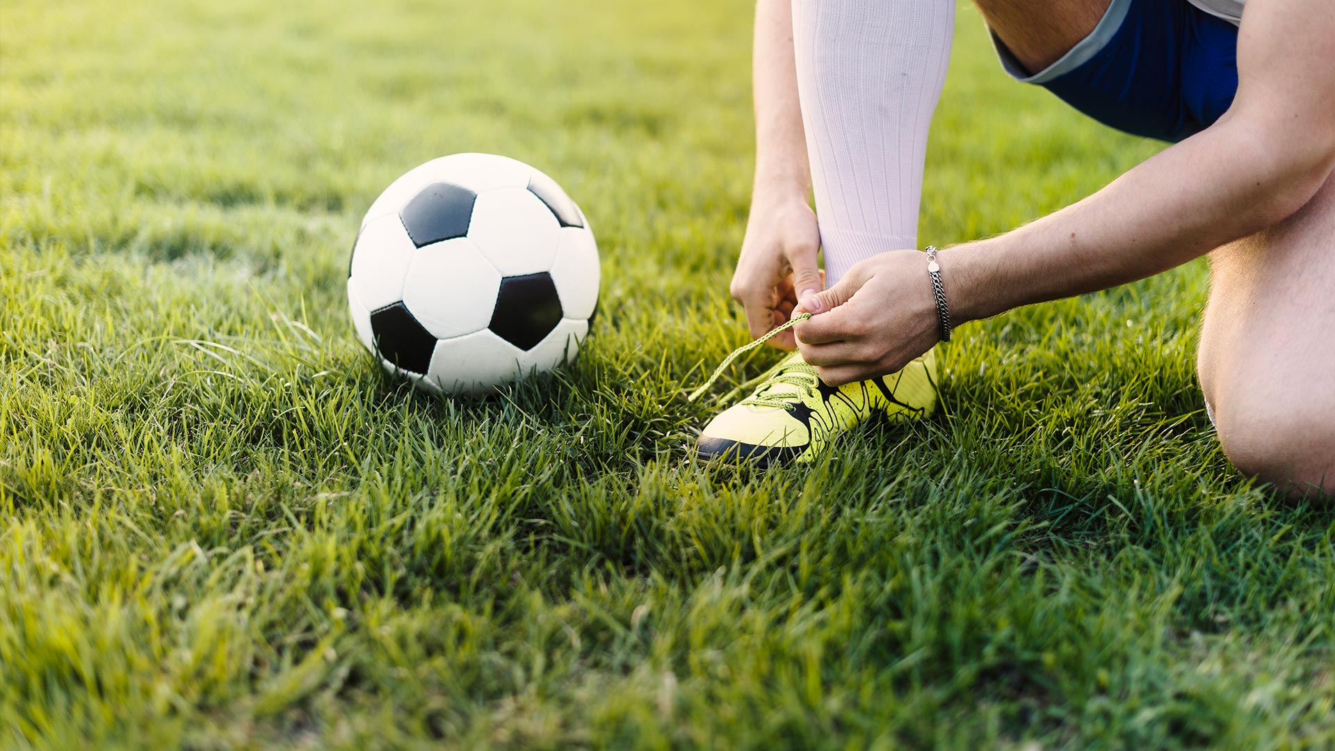 Soccer player action on the stadium